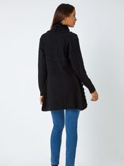 Roman Black Longline Ruffle Detail Cardigan - Image 3 of 6