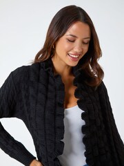 Roman Black Longline Ruffle Detail Cardigan - Image 5 of 6