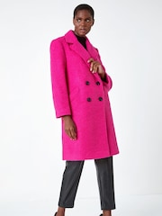 Roman Pink Relaxed Boucle Double Breasted Coat - Image 3 of 5