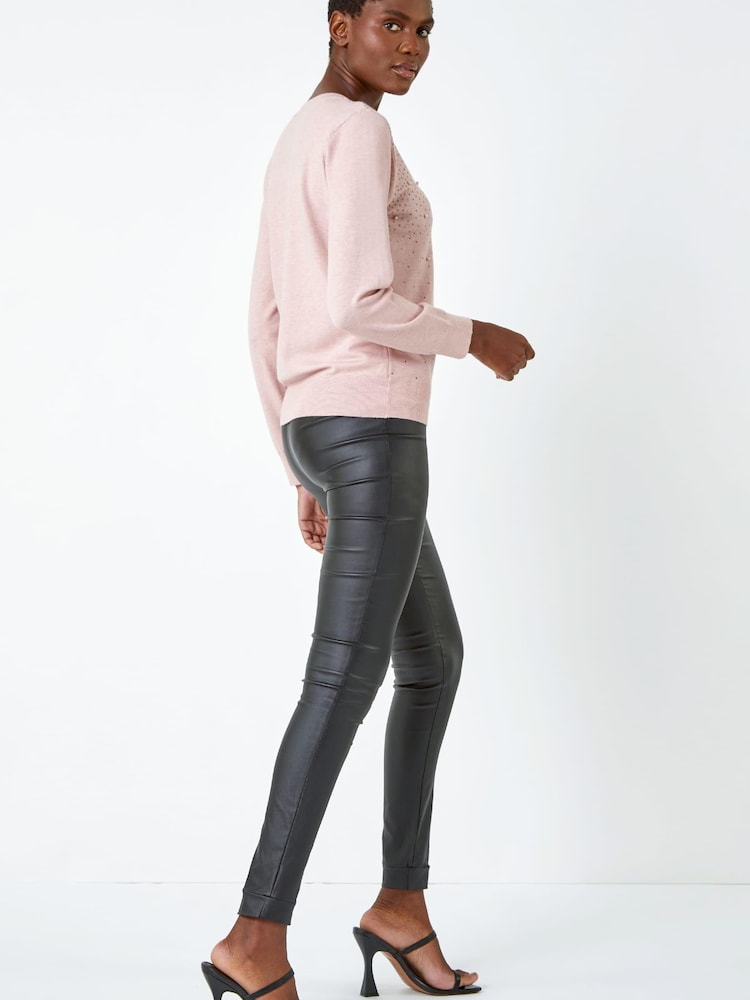 Roman Pink Pearl Sparkle Embellished Jumper - Image 2 of 5