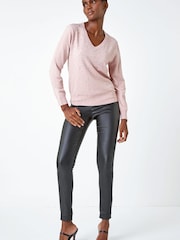 Roman Pink Pearl Sparkle Embellished Jumper - Image 3 of 5