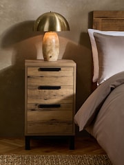 Dark Bronx Oak Effect 3 Drawer Bedside Table - Image 3 of 11
