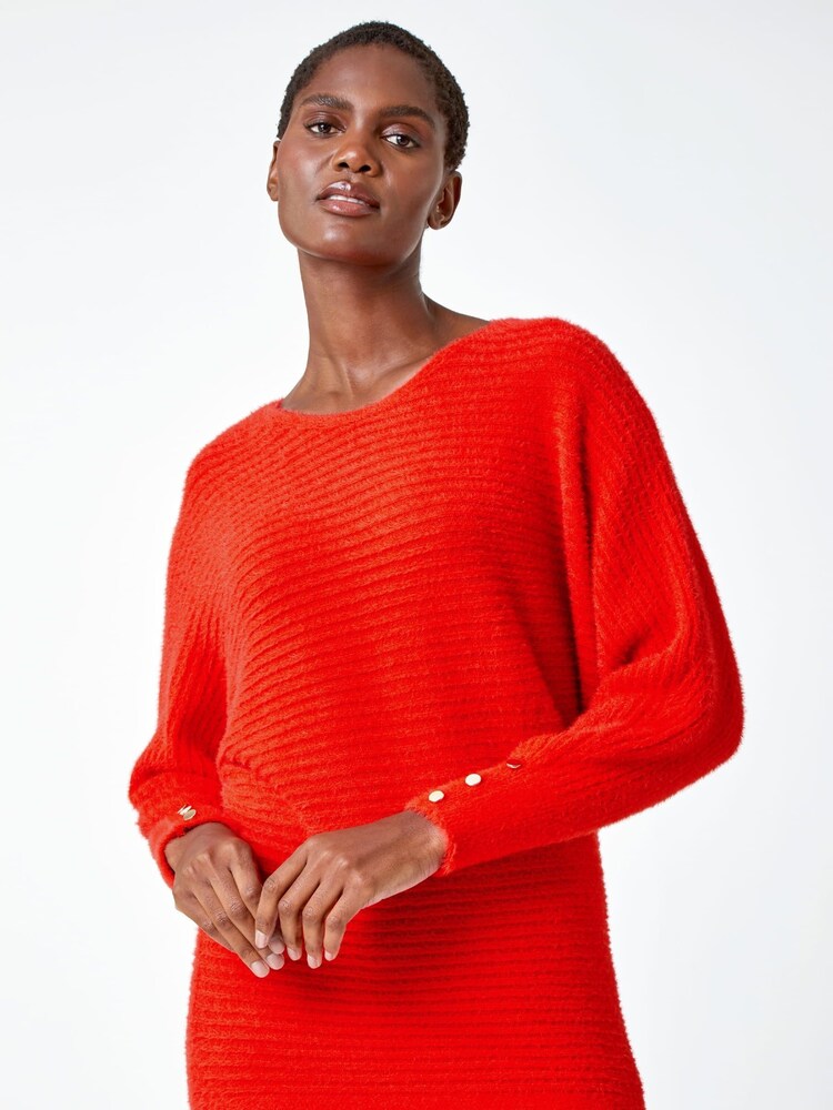 Roman Orange Fluffy Batwing Blouson Jumper - Image 1 of 5