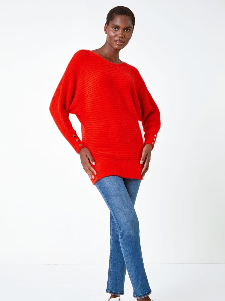 Roman Orange Fluffy Batwing Blouson Jumper - Image 2 of 5