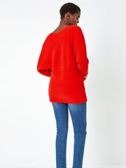 Roman Orange Fluffy Batwing Blouson Jumper - Image 3 of 5