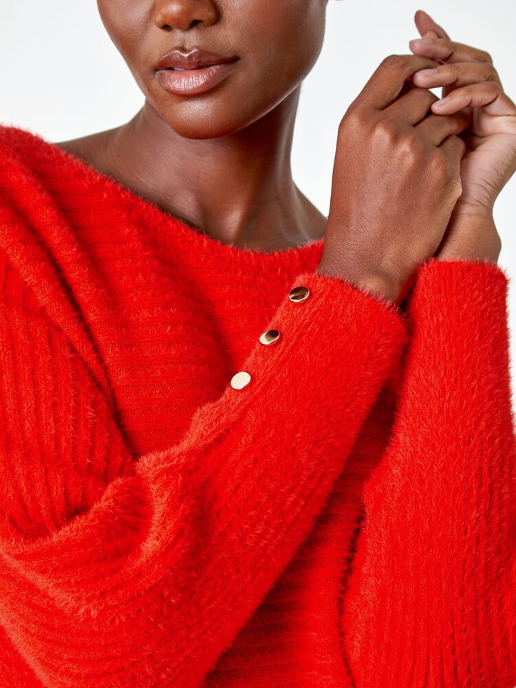 Roman Orange Fluffy Batwing Blouson Jumper - Image 5 of 5