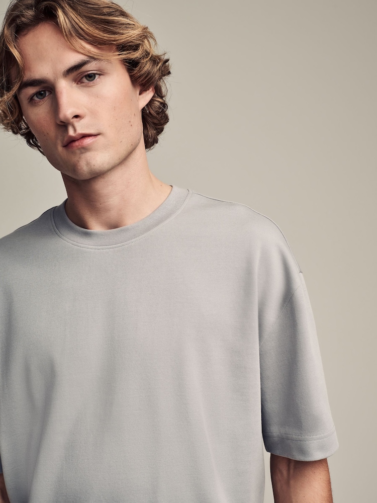 Ice Grey Relaxed Fit Smart Soft Touch Heavyweight T-Shirt - Image 1 of 7