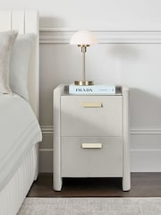 Soft Velvet Light Grey Soft Velvet Scarlett Upholstered Bedside Table - Image 1 of 9