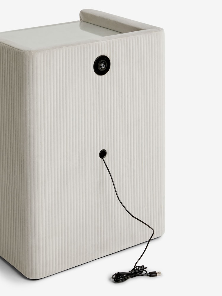 Soft Velvet Light Grey Soft Velvet Scarlett Upholstered Bedside Table - Image 10 of 10 Soft Velvet Light Grey Soft Velvet Scarlett Upholstered Bedside Table - Image 10 of 10