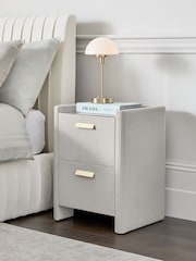 Soft Velvet Light Grey Soft Velvet Scarlett Upholstered Bedside Table - Image 2 of 9