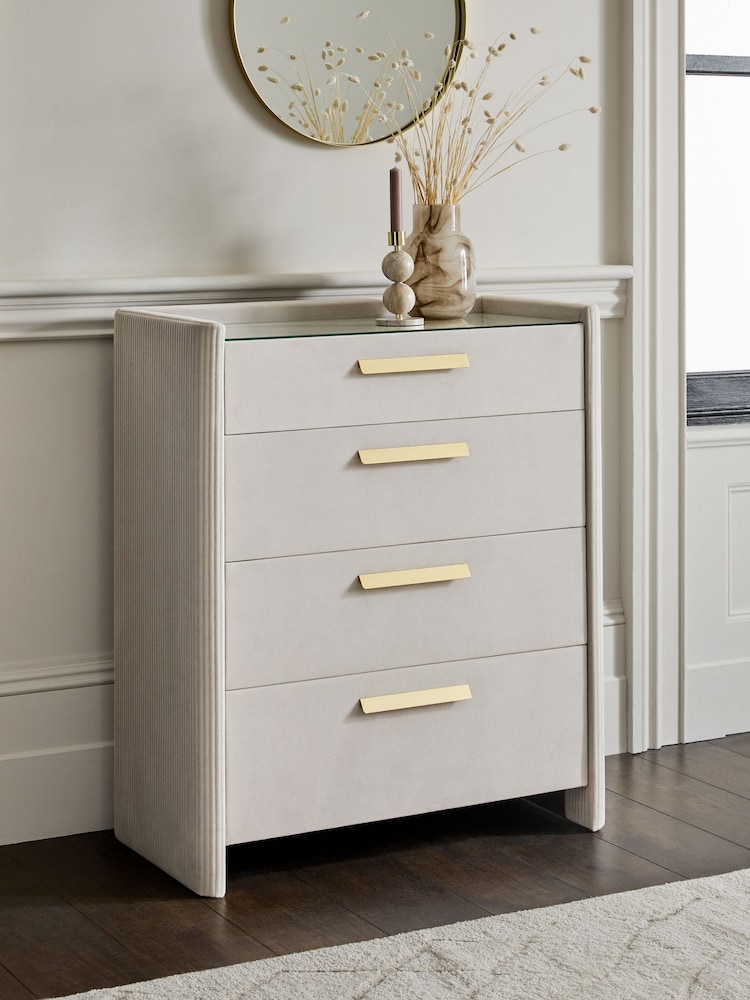 Soft Velvet Light Grey Scarlett Upholstered Chest of Drawers - Image 2 of 8