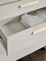 Soft Velvet Light Grey Scarlett Upholstered Chest of Drawers - Image 3 of 8