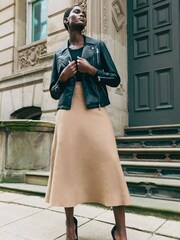Roman Brown Plain Knitted Maxi Skirt - Image 1 of 5