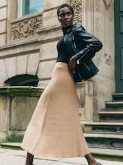 Roman Brown Plain Knitted Maxi Skirt - Image 2 of 5