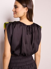 Black Bright Tropical Sleeveless Top - Image 3 of 7