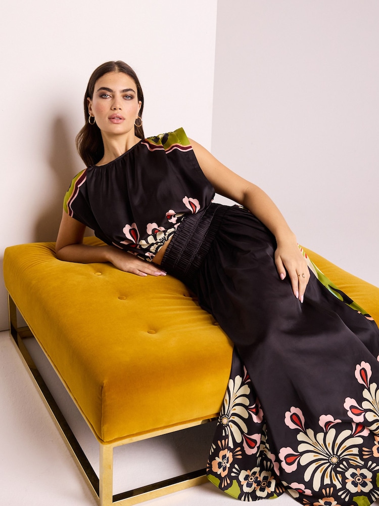 Black Bright Tropical Sleeveless Top - Image 4 of 7