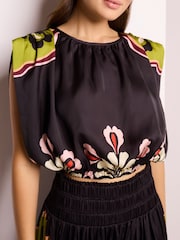 Black Bright Tropical Sleeveless Top - Image 6 of 7