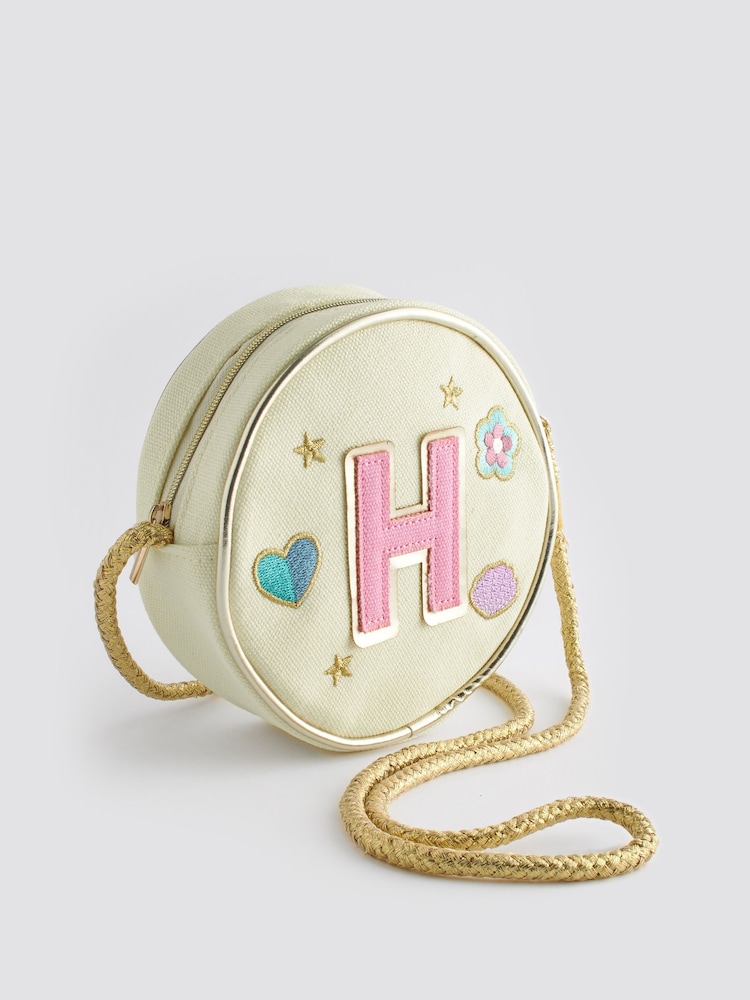 Cream H Initial Patch Canvas Bag - Image 1 of 6 Cream H Initial Patch Canvas Bag - Image 1 of 6