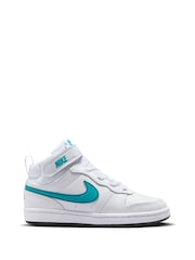 Nike White/Aqua Junior Court Borough Mid Trainers - Image 1 of 9