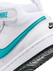Nike White/Aqua Junior Court Borough Mid Trainers - Image 9 of 9