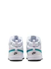 Nike White/Aqua Junior Court Borough Mid Trainers - Image 5 of 9