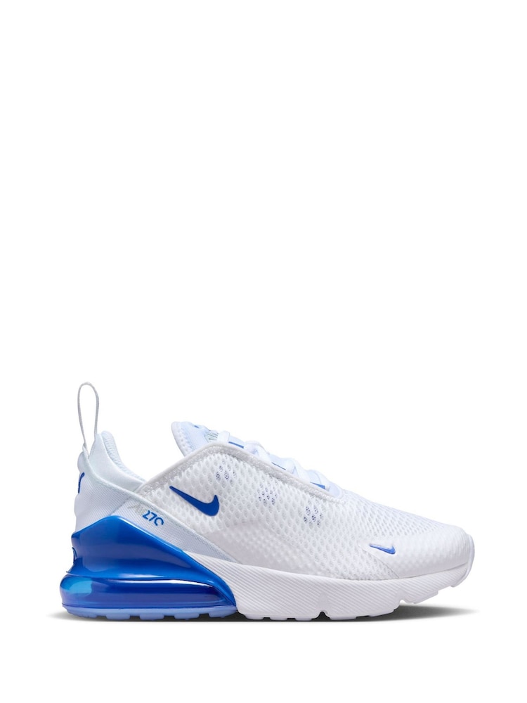 Nike White/Royal Blue Air Max 270 Junior Trainers - Image 1 of 10