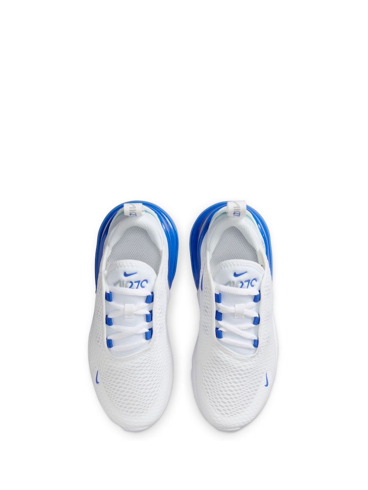 Nike White/Royal Blue Air Max 270 Junior Trainers - Image 10 of 10