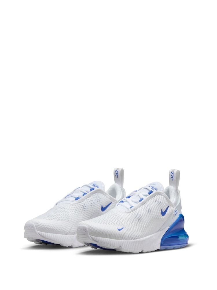 Nike White/Royal Blue Air Max 270 Junior Trainers - Image 2 of 10