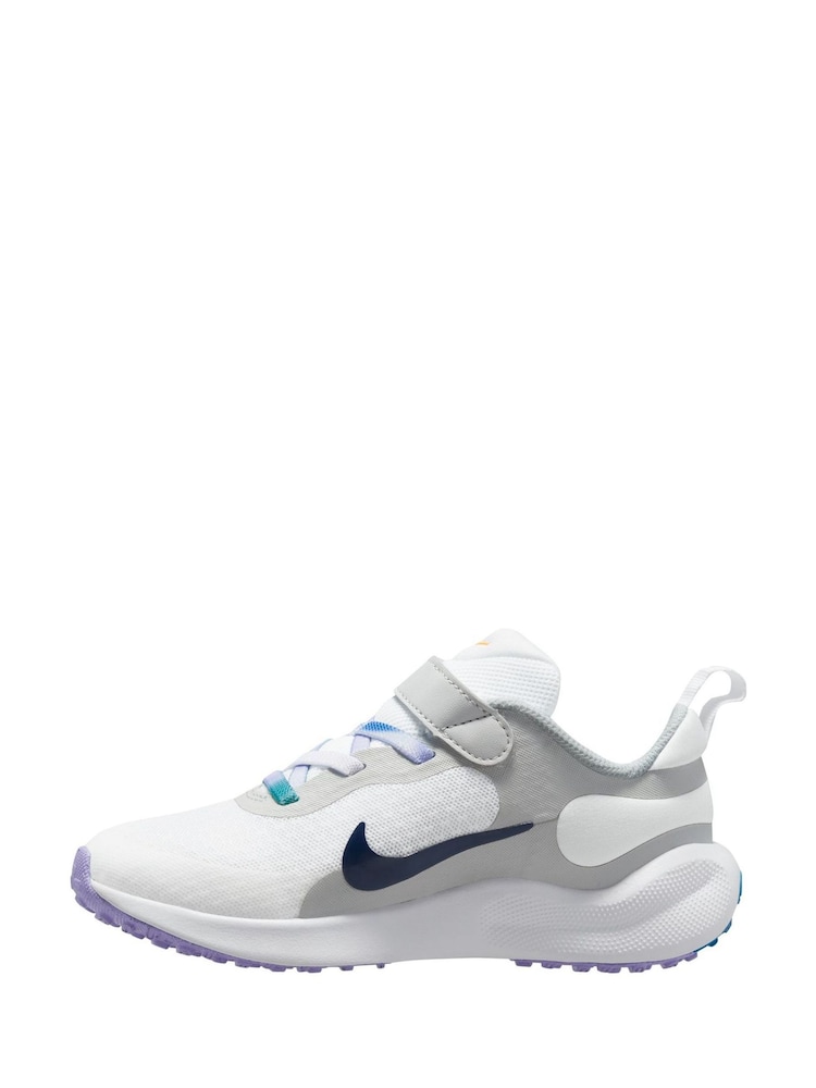 Nike White/Multi Junior Revolution 7 Trainers - Image 2 of 12