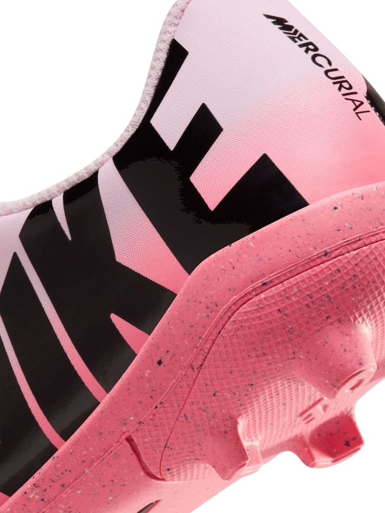Nike Pink/Black Kids Mercurial Vapor 15 Club Firm Ground Football Boots - Image 9 of 10