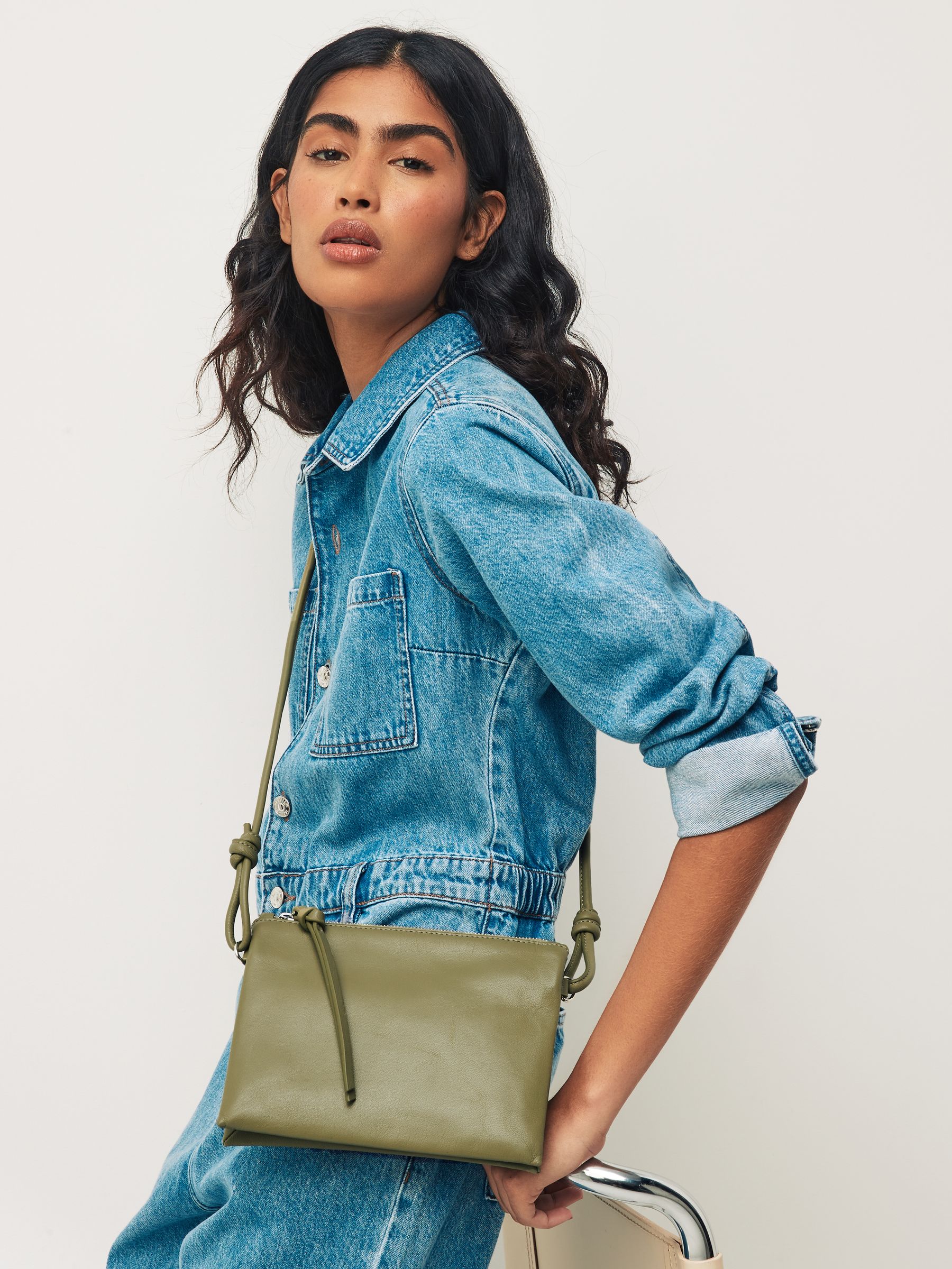Buy Sage Green Leather Cross Body Bag from Next Luxembourg