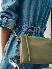 Sage Green Leather Cross-Body Bag - Image 2 of 7