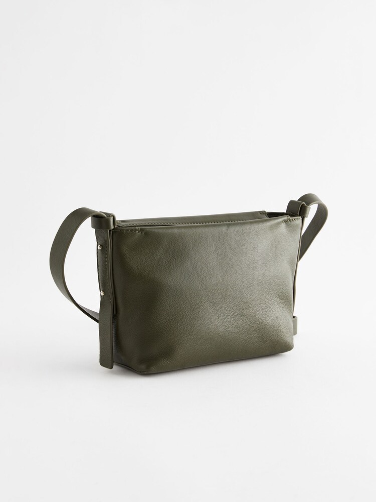 Khaki Green Leather Cross-Body Bag - Image 2 of 5