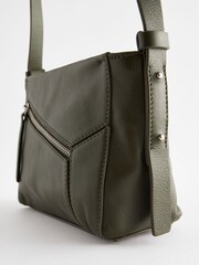 Khaki Green Leather Cross-Body Bag - Image 4 of 5