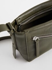 Khaki Green Leather Cross-Body Bag - Image 5 of 5
