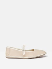 Joules Maddison Neutral Canvas Mary Jane Shoes - Image 1 of 6