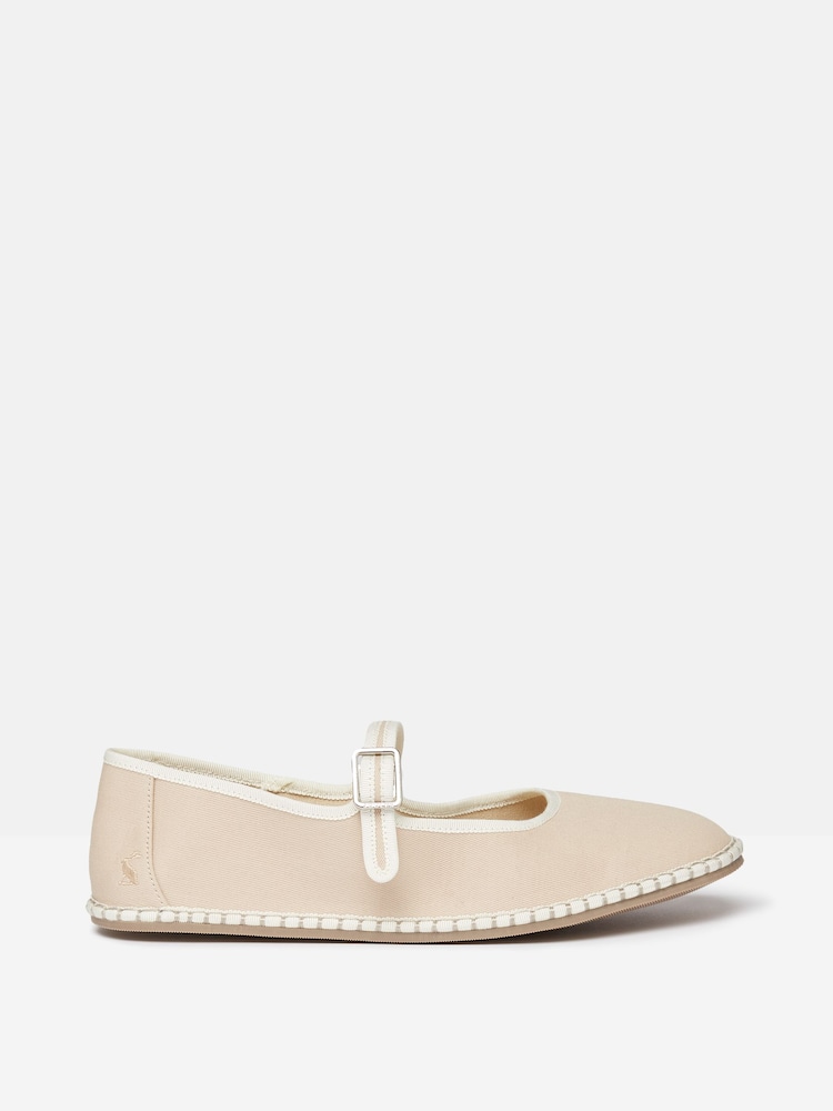 Joules Maddison Neutral Canvas Mary Jane Shoes - Image 1 of 6