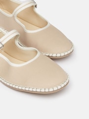 Joules Maddison Neutral Canvas Mary Jane Shoes - Image 5 of 6