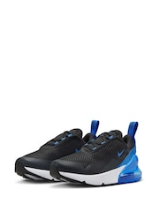 Nike Black/Blue Air Max 270 Junior Trainers - Image 2 of 10