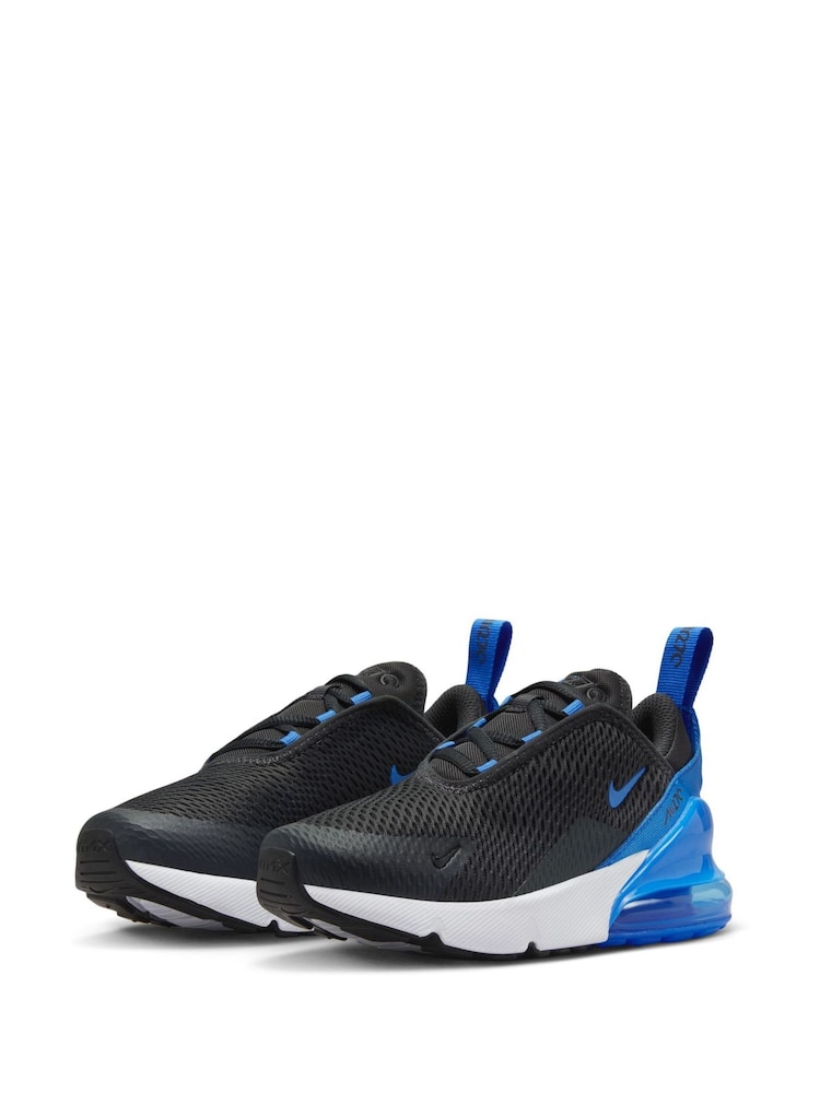 Nike Black/Blue Air Max 270 Junior Trainers - Image 2 of 10