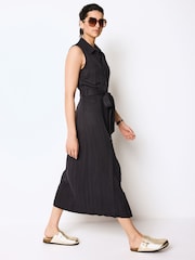 Navy Utility Style Sleeveless Midi Dress - Image 1 of 6