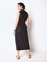 Navy Utility Style Sleeveless Midi Dress - Image 3 of 6
