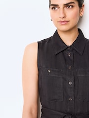Navy Utility Style Sleeveless Midi Dress - Image 4 of 6