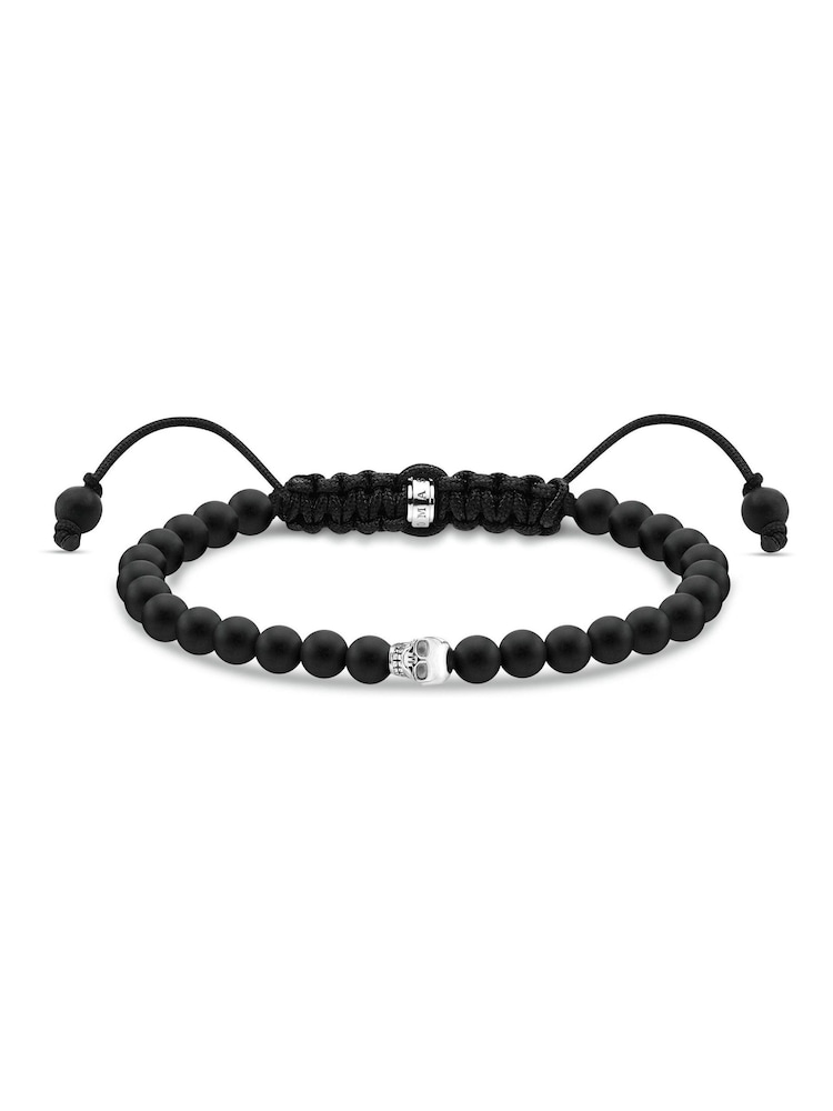 Thomas Sabo Black Obsidian Skull 925 Silver Tone Blackened Nylon Bracelet - Image 1 of 1 Thomas Sabo Black Obsidian Skull 925 Silver Tone Blackened Nylon Bracelet - Image 1 of 1