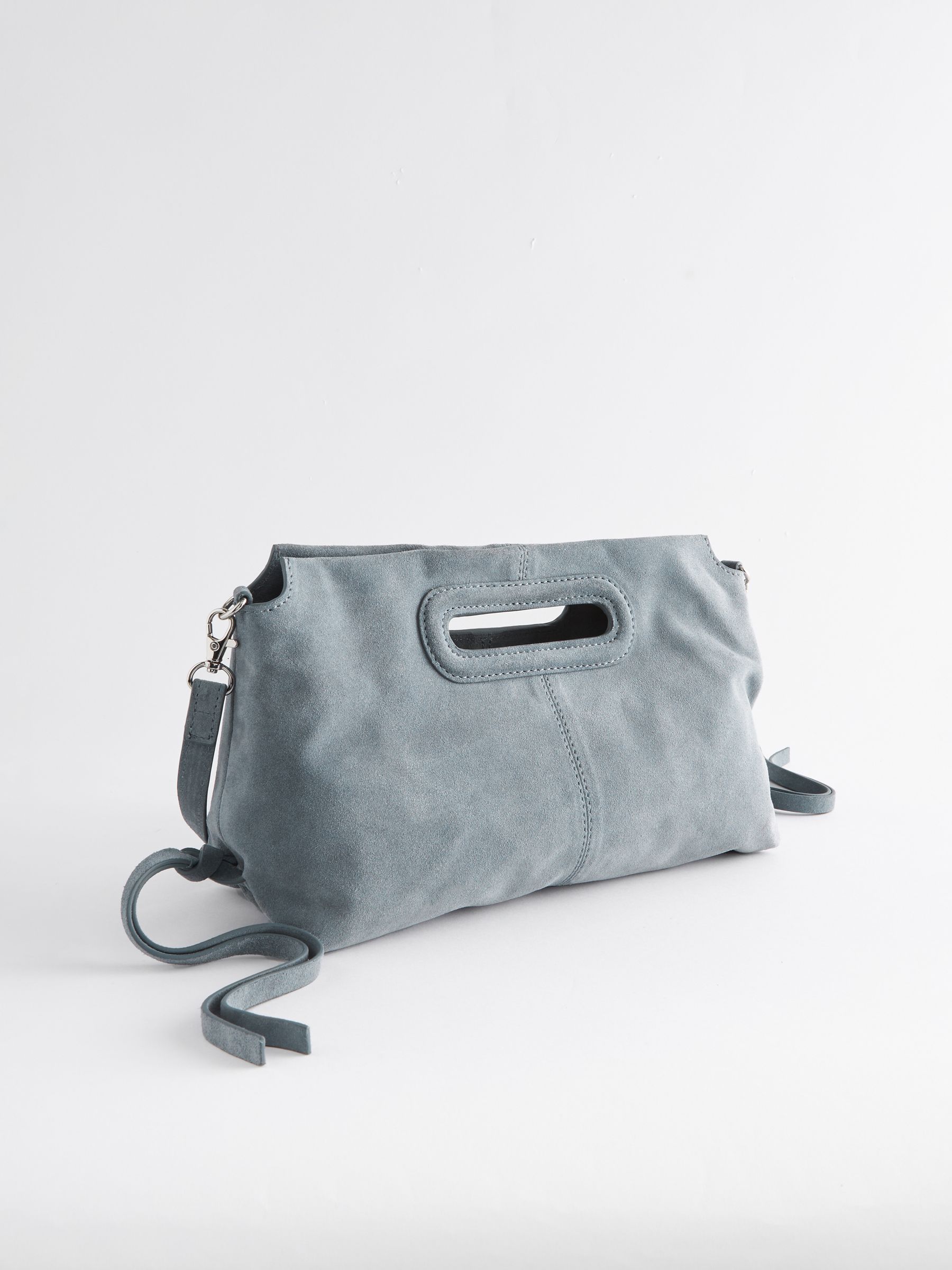 Blue Suede Clutch Bag