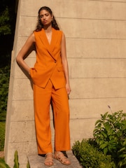 Orange Elasticated Back Wide Leg Trousers - Image 1 of 7