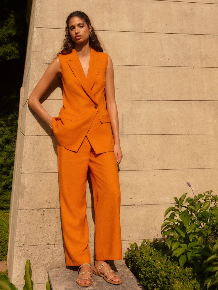 Orange Elasticated Back Wide Leg Trousers - Image 1 of 7