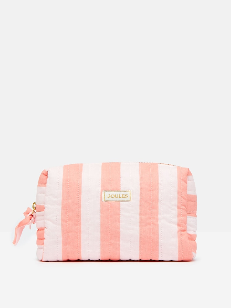 Joules Lillia Pink & Orange Striped Wash Bag - Image 1 of 5