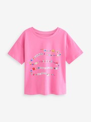 Pink Positive Vibes Graphic 100% Cotton T-Shirt (3-16yrs) - Image 1 of 3
