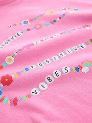 Pink Positive Vibes Graphic 100% Cotton T-Shirt (3-16yrs) - Image 3 of 3